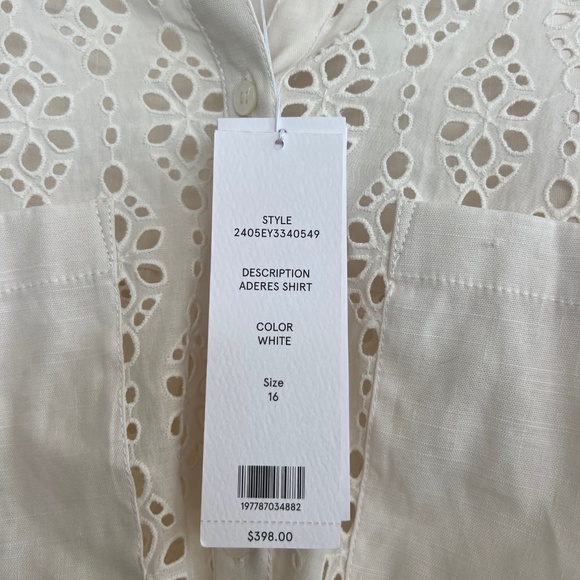VERONICA BEARD Aderes Eyelet Shirt in White - Size 16 - NWT Brand new! - Picture 6 of 10